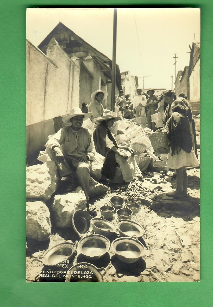 Antique Rppc Real Photo Postcard - Mexican Street Vendor - Real Del Monte