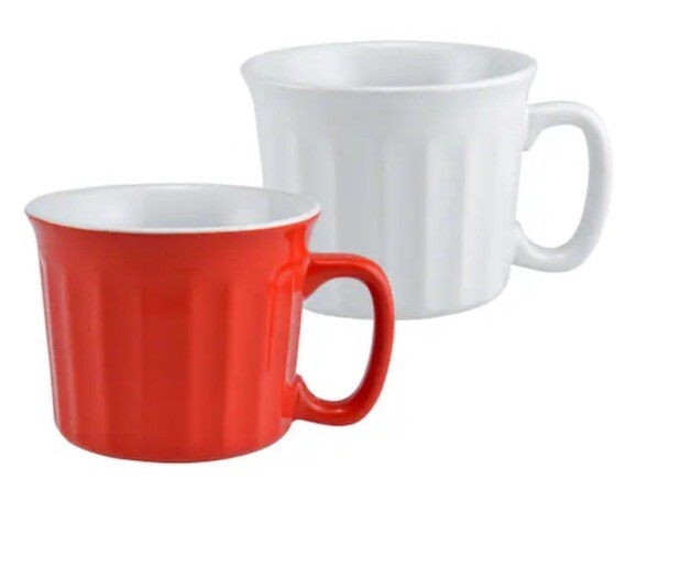 Red and White Jumbo Flared Ceramic Mugs, 20-oz.