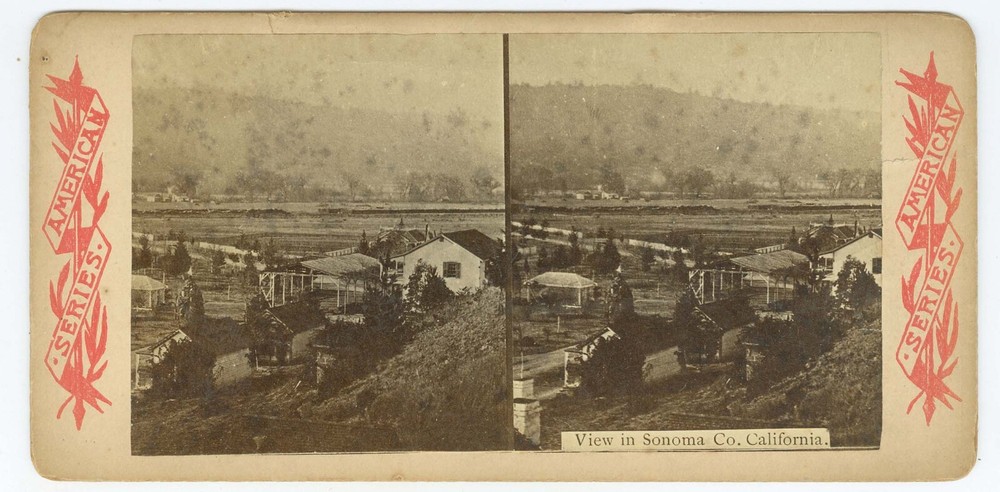 G1734~ CALIFORNIA – Sonoma Valley Farm & Mountains Stereoview – c.1870s