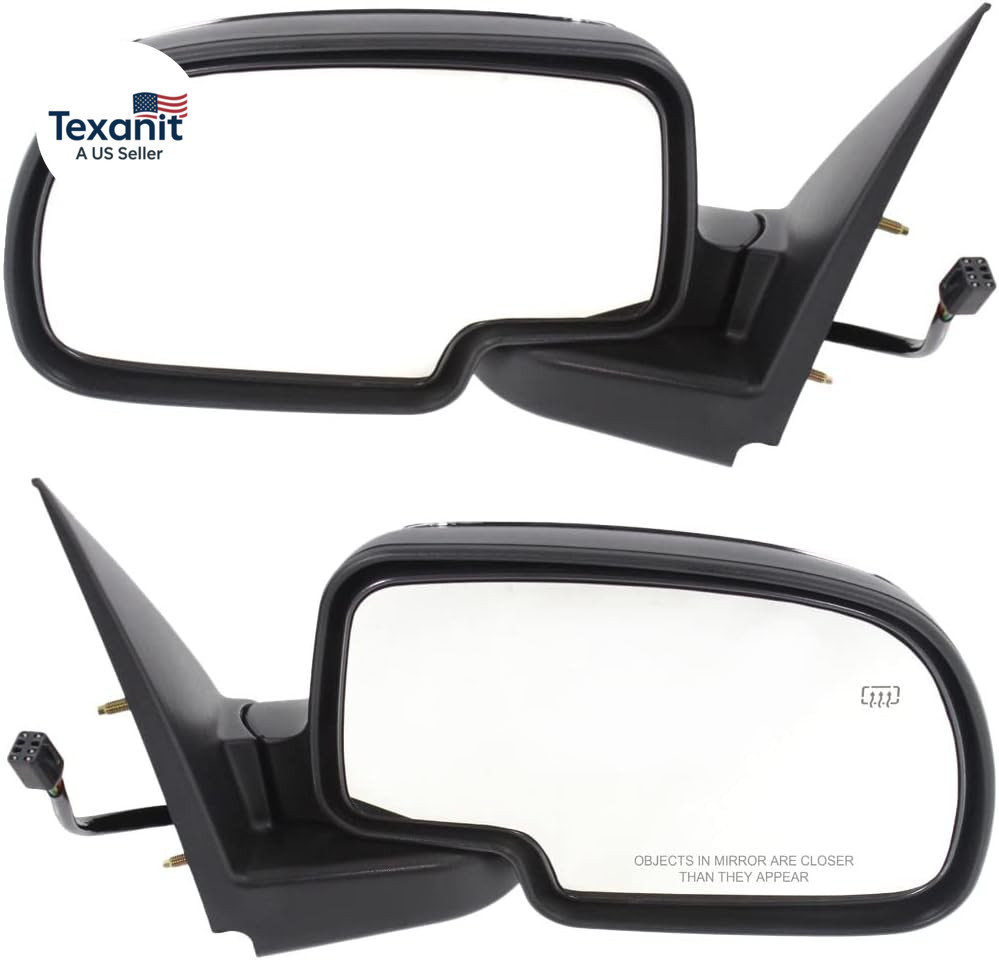 Kool Vue Driver & Passenger Side Truck Mirrors Power Heated for Chevrolet Silver