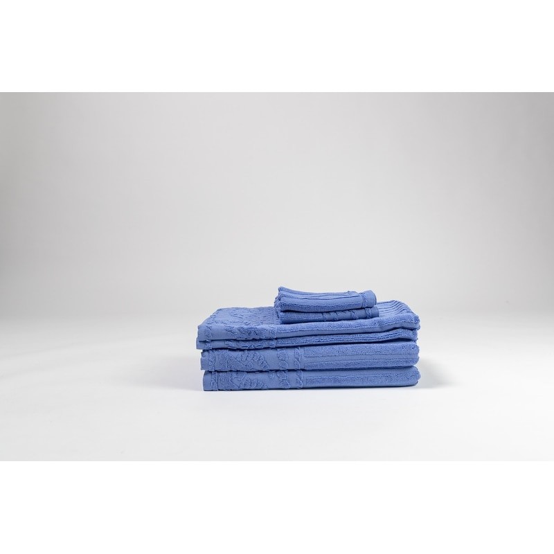 Soft 6-Piece Cotton Bath Towel Set in Periwinkle