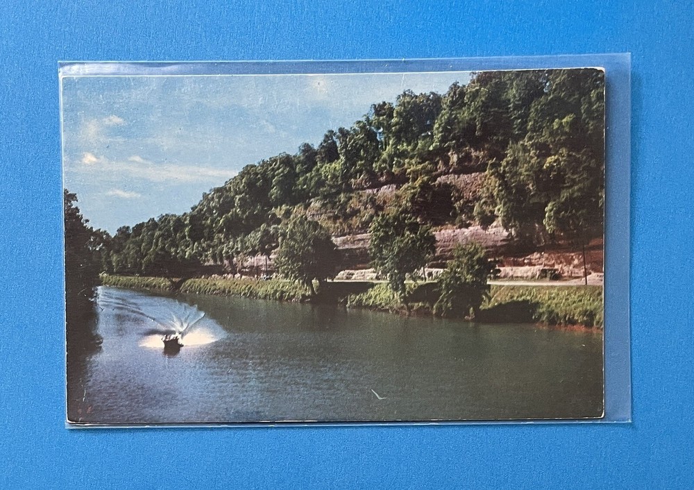 Noel Missouri Big Cedar Palisades Along Elk River Speedboat Postcard UNUSED