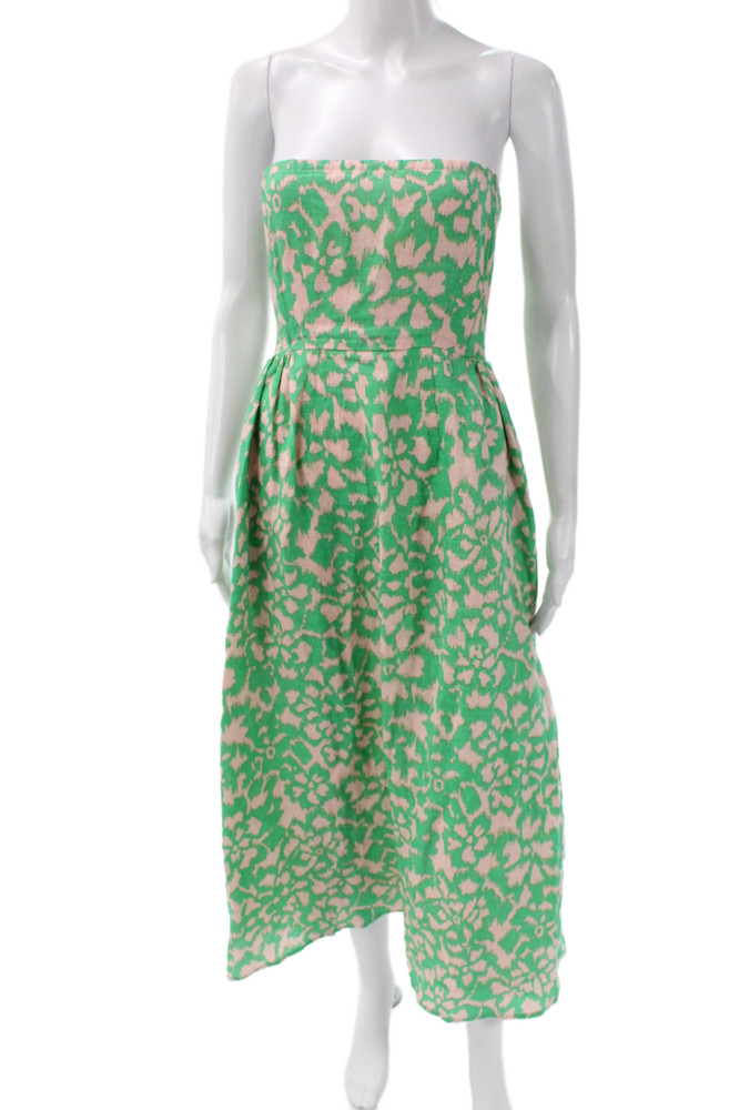 Banjanan Womens Fit & Flare Sundress Green Animal Print Sleeveless Midi Size SFree Shipping in US $100+ Orders | $6.95 Orders Below