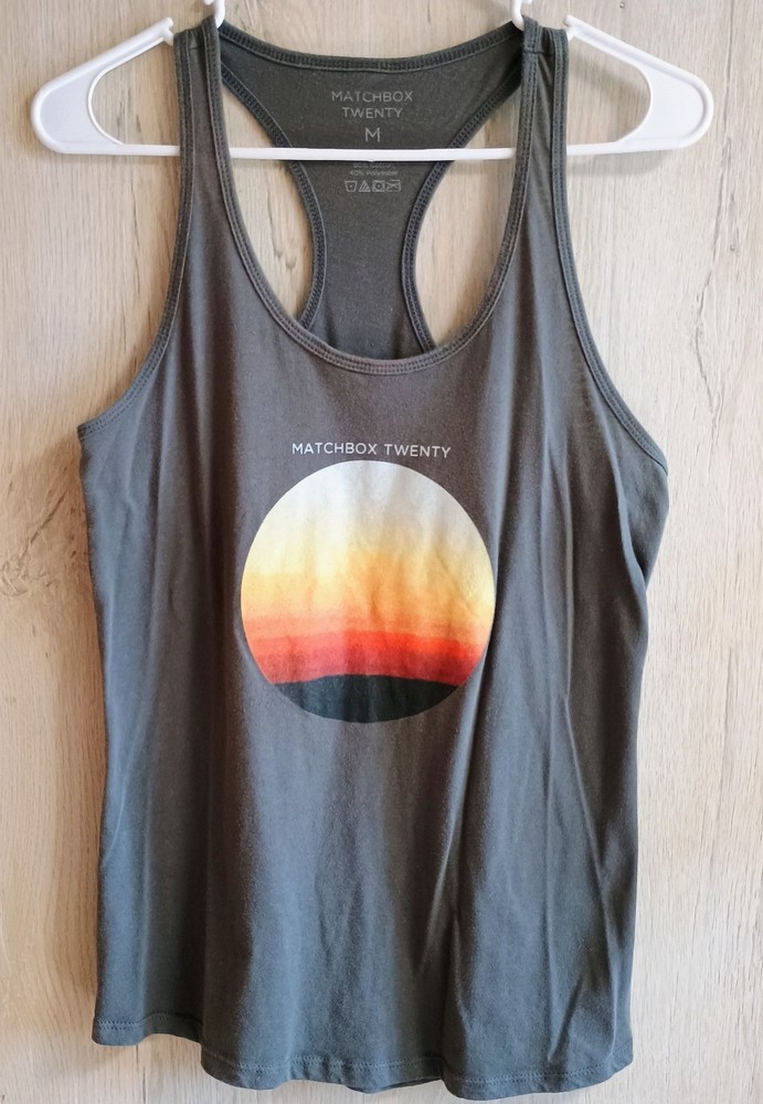 Matchbox Twenty tank top Women size M gray racerback graphic cotton blend