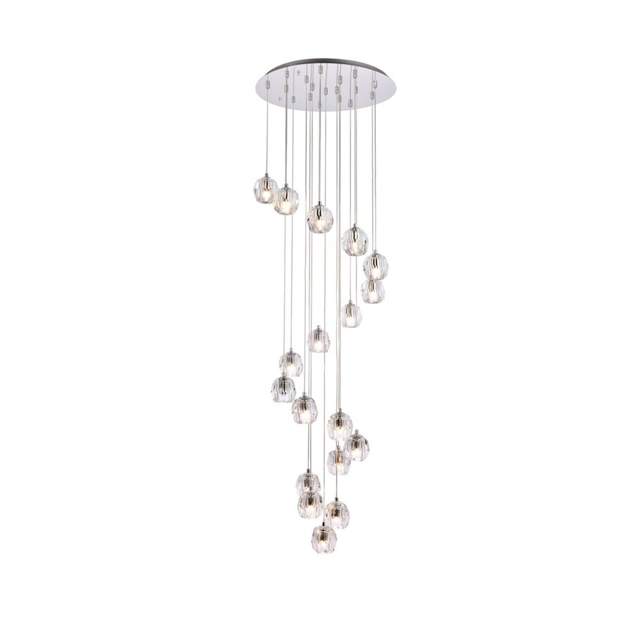 Elegant 19.7 Inch 18-Light Chrome Pendant Lighting Fixture 3505D20C Eren