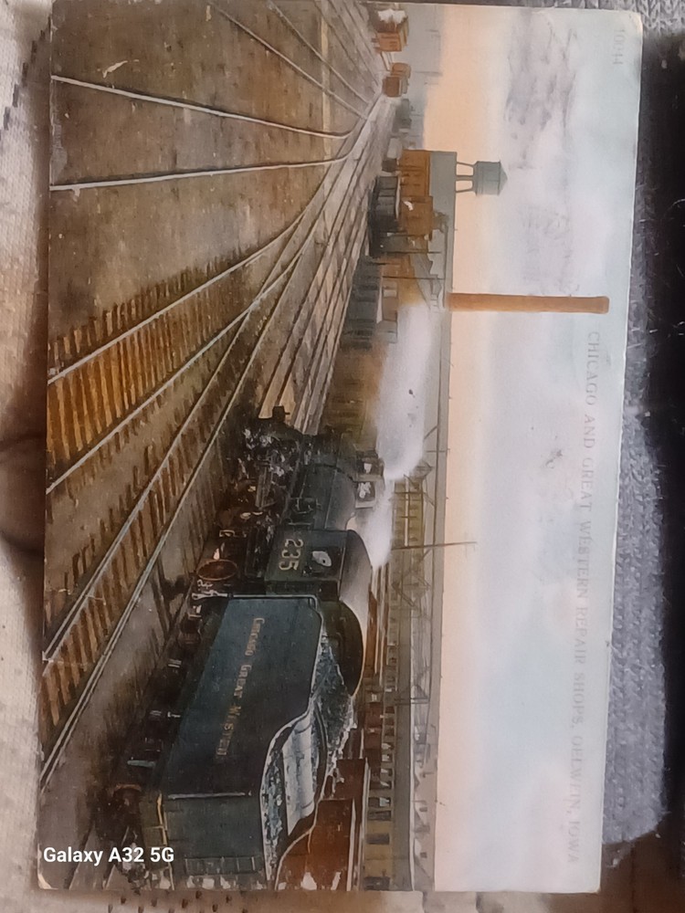 Vintage 1911 Post Card, Steam Train. Chicago And Great Western Repair Shops