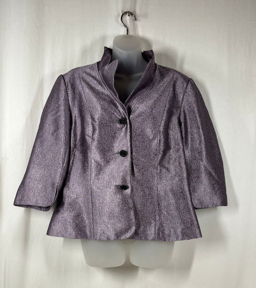 Adriana Papell Women's Mauve Metallic Evening Blazer Jacket - Size 16