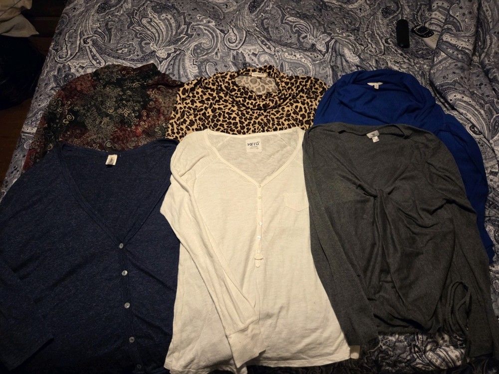 Lot Of 6 Women's Assorted Long Sleeve Knit Tops Size XL