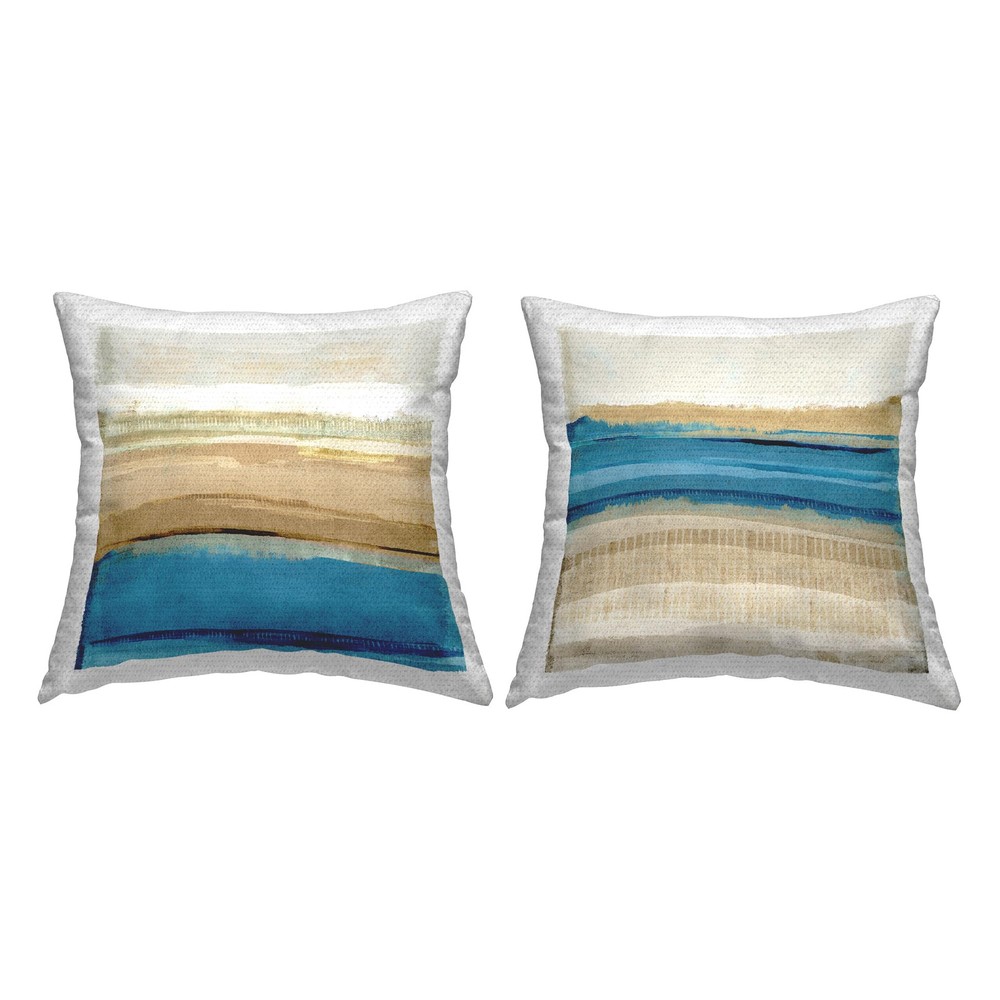 Abstract Tan Blue Landscape Outdoor Pillow 18x18 for Stylish Patio Decor-image