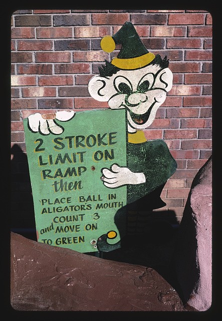 Photo:Lake George New York 2002 Sir Goony Golf Alligator Sign Mini Golf