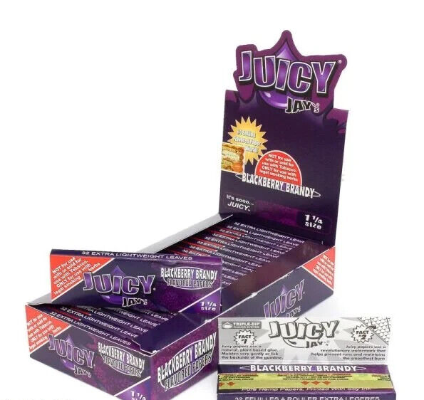 Juicy Jays Blackberry Flavored Rolling Papers 1 1/4 Size 24pks Display
