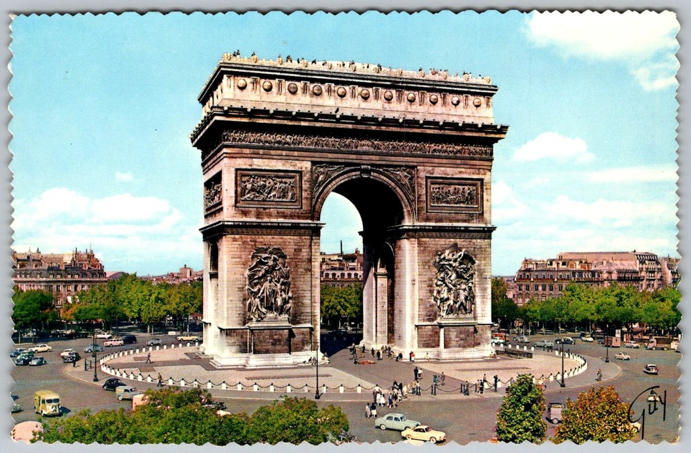 Vtg Postcard Arc DE Triomphe Monument Paris, Fr 1950s