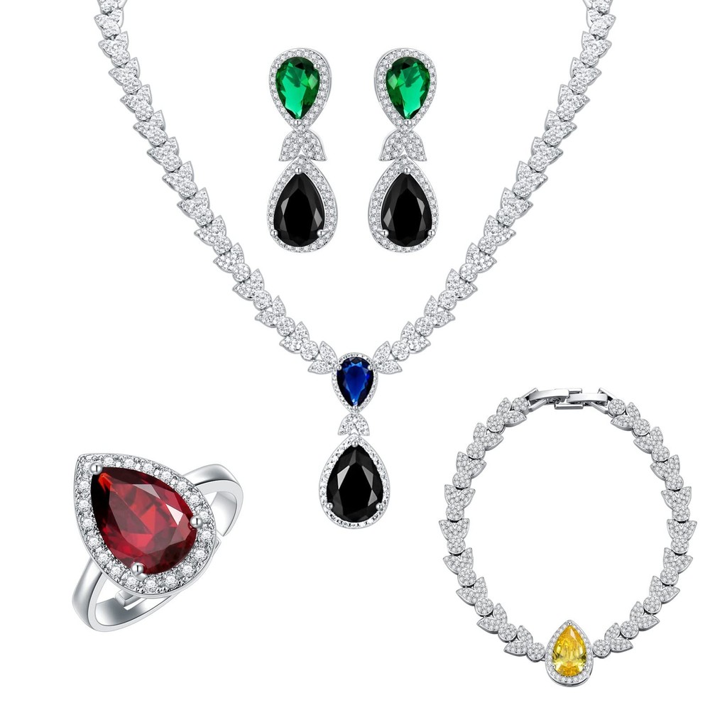 Dubai Bridal Jewelry Set for Wedding 5A Cubic Zirconia Copper Wedding Jewelry...