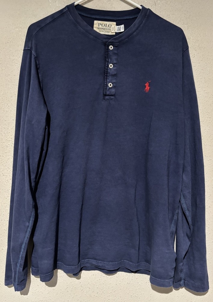 Polo Ralph Lauren Denim & Supply Men's Large Blue Washed Long Sleeve Henley J8