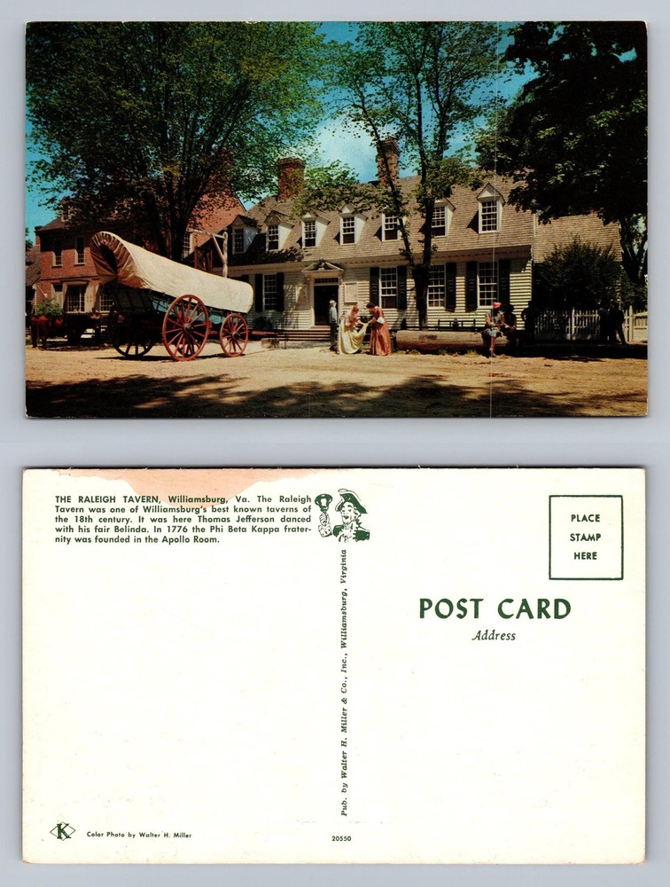 Williamsburg, VA-Virginia, Raleigh Tavern Colonial Wagon Scene Vintage Postcard