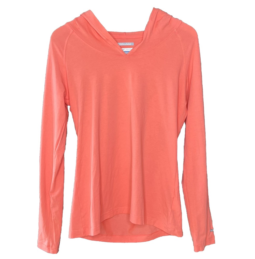 Columbia Womens Top Pullover Coral Size Small Hooded Omniwick Long Sleeve