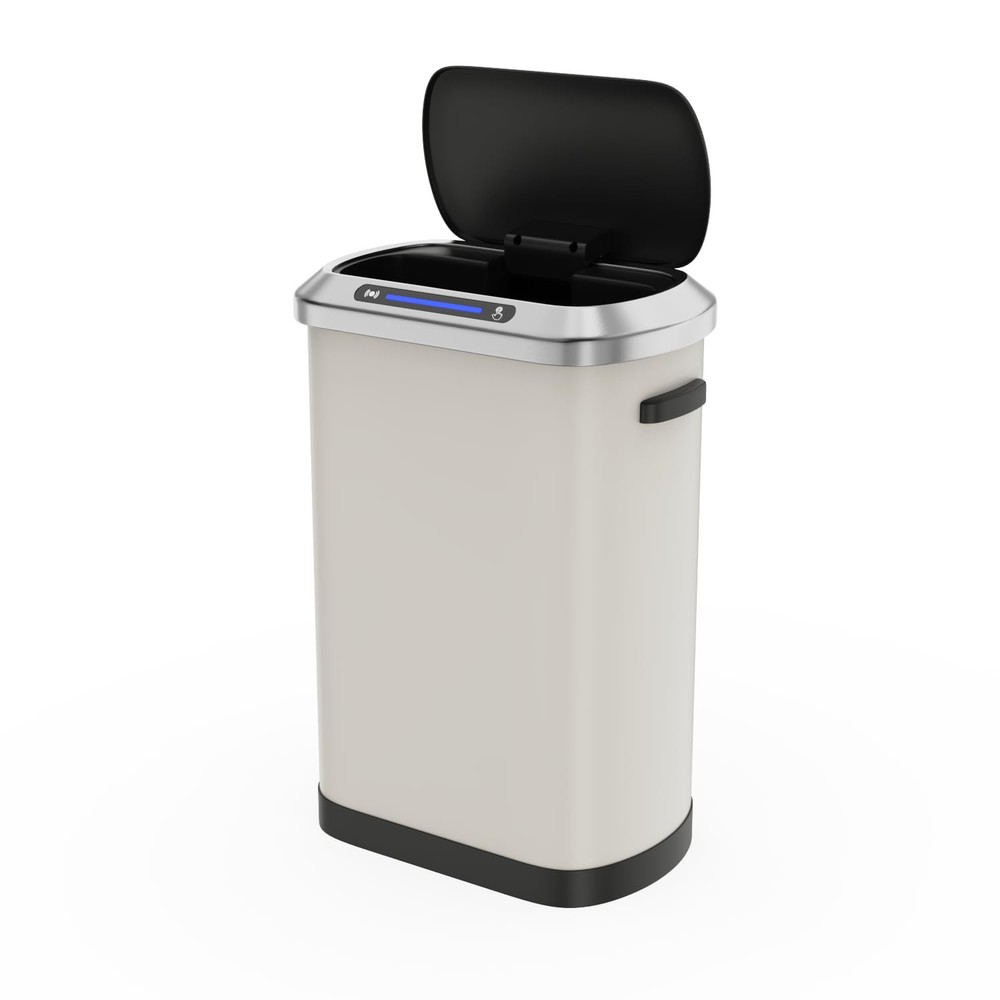 Motion-Sensor Trash Can, 13.2 Gallon Capacity, Stainless Steel, White, 17
