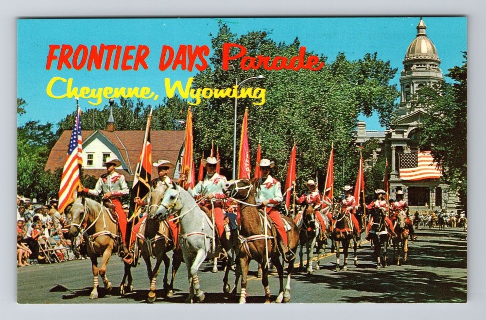 Cheyenne WY-Wyoming, Frontier Days Parade, Scenic, Vintage Postcard