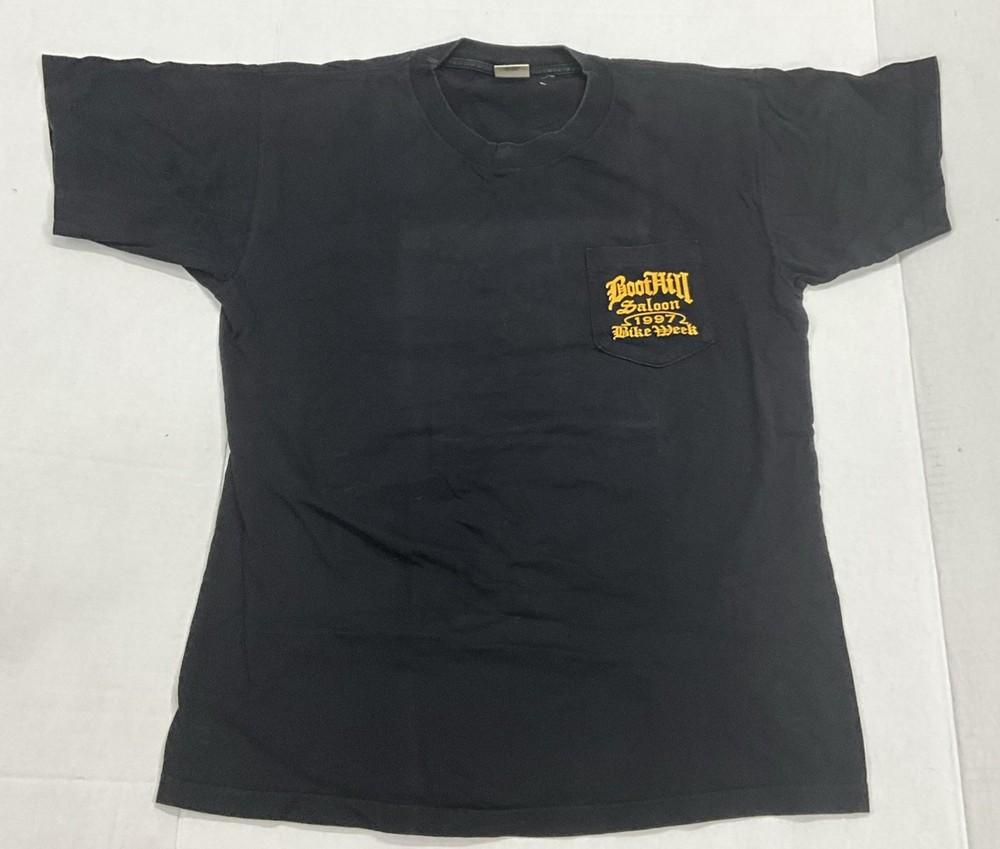 Vintage 1997 Boot Hill Bike Week T-Shirt Black Size Large Daytona Beach