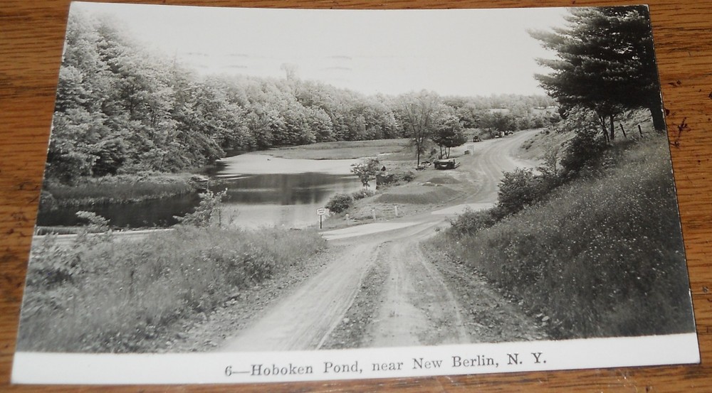 1949 RPPC New Berlin,NY Hoboken Pond New York Real Photo Postcard T6