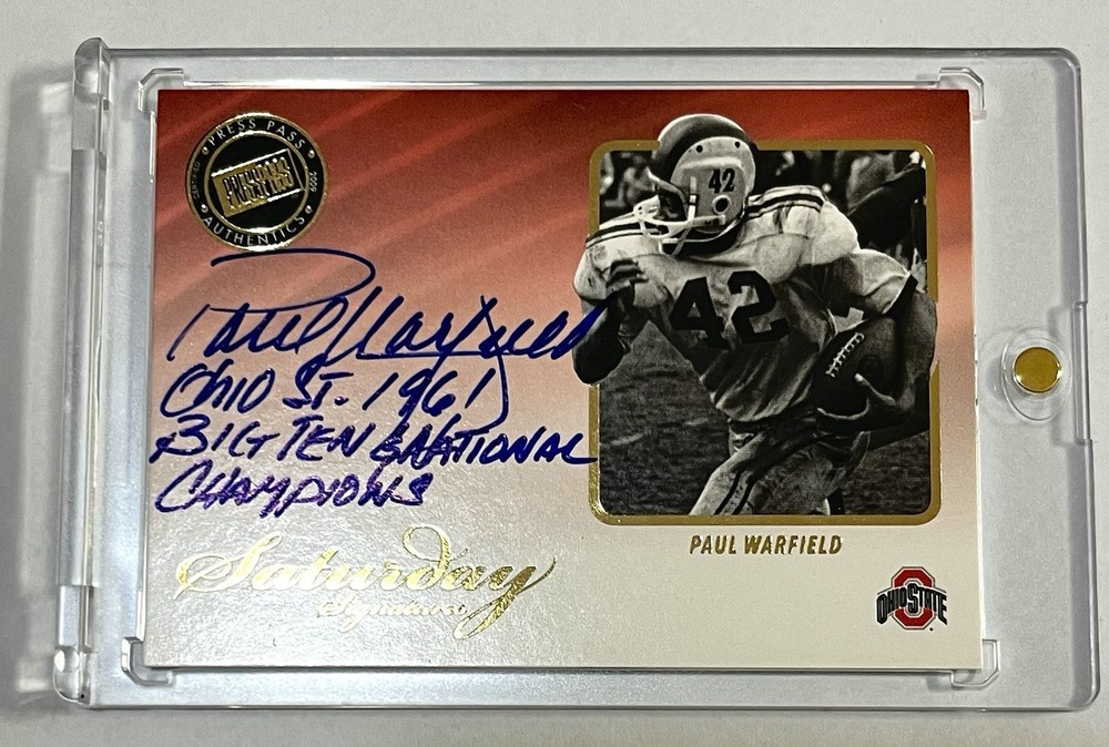 2009 Press Pass Legend Paul Warfield Saturday Signatures Inscription Auto HOF