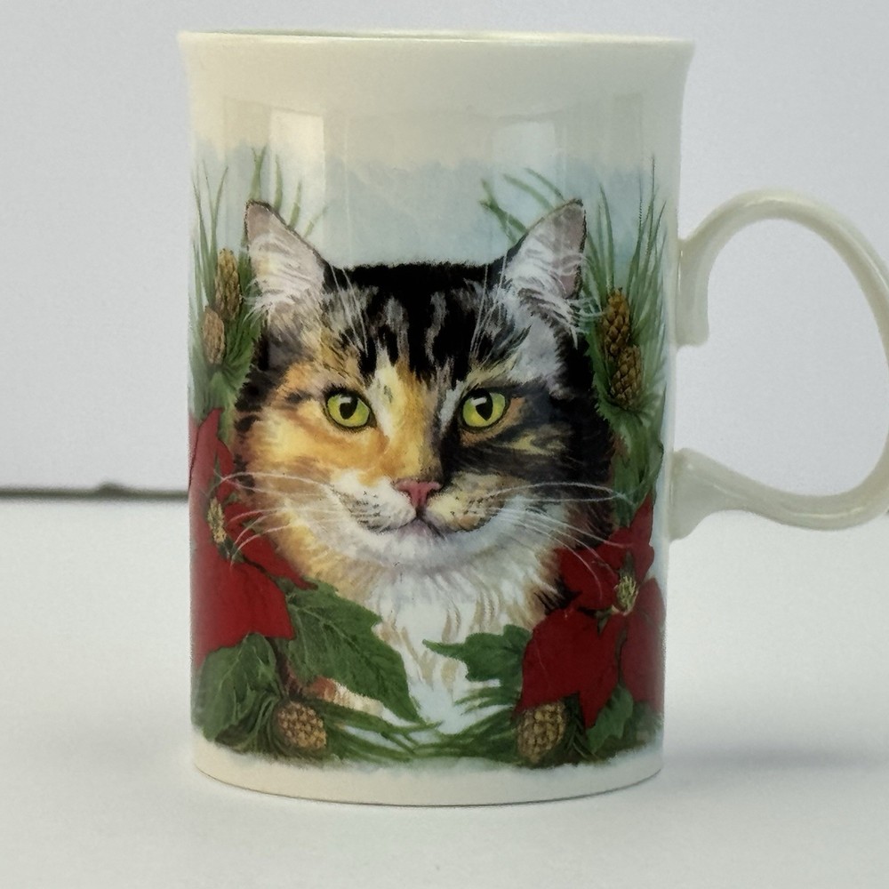Dunoon Christmas Cat Mug Bone China Made in England