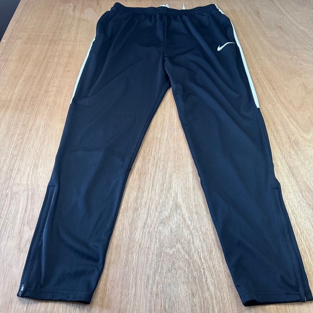 Nike Dri-FIT Track Pants Black White Stripe Zip Hem Men’s XL