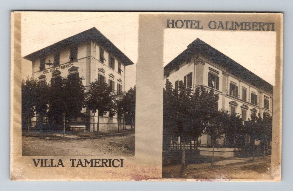 Italy- Tuscany Villa Tamerici & Hotel Galimberti Souvenir Vintage c1923 Postcard