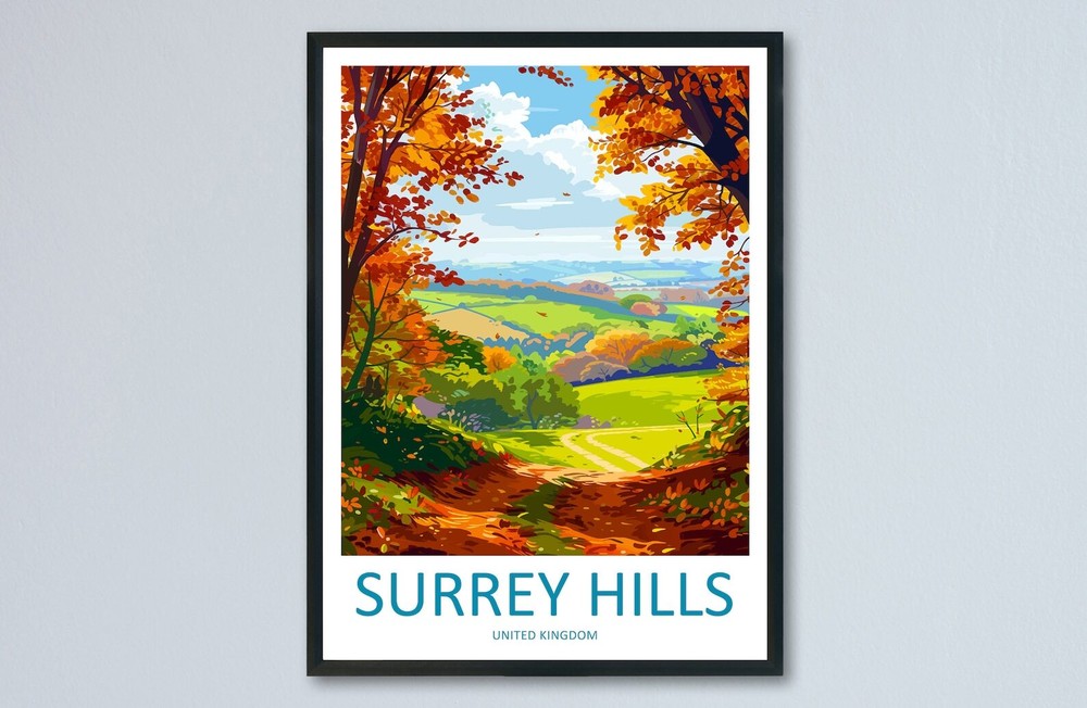 Surrey Hills Travel Print Wall Art Surrey Hills Wall Hanging Home Decoration