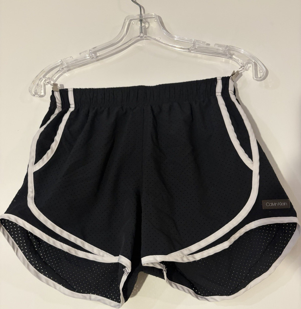 Calvin Klein Women's Athletic Mesh Shorts Black White for Activewear