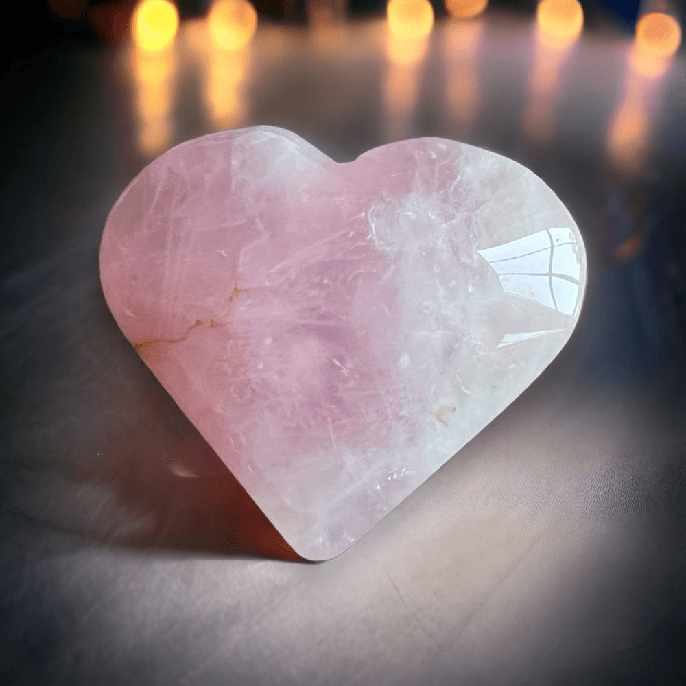 Rose Quartz Heart Carving Meditation Healing Stone (#1)