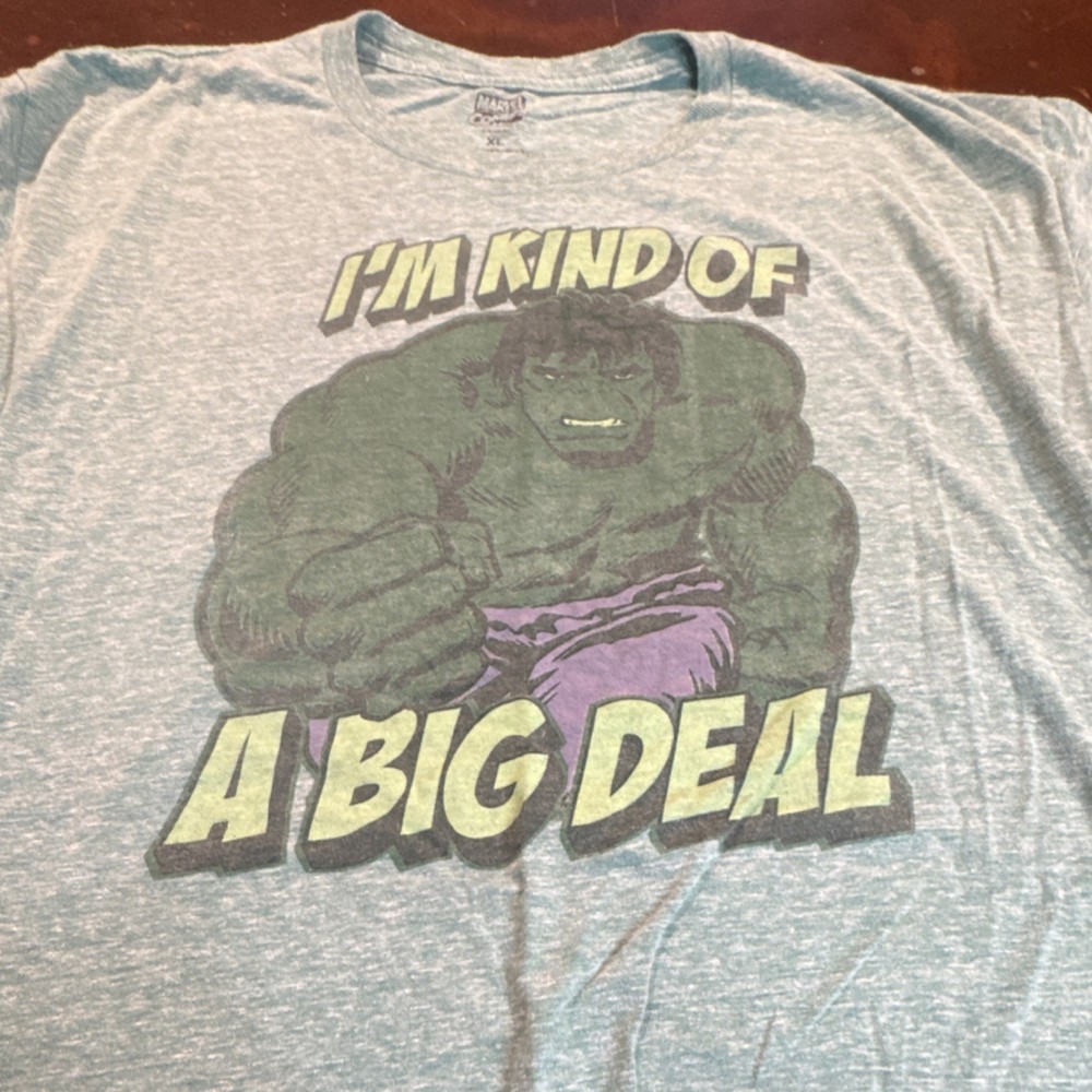 Marvel Hulk Light Blue Graphic Print Short Sleeve Crew Neck Men's T-Shirt XL