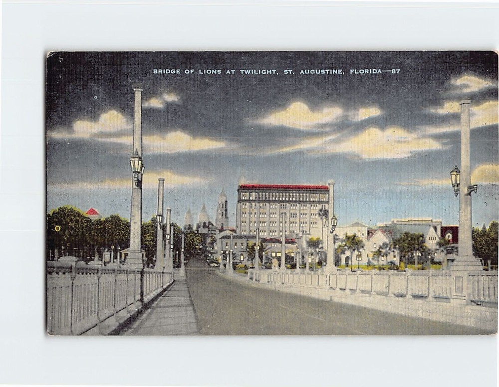 Postcard Bridge of Lions at Twilight St. Augustine Florida USA