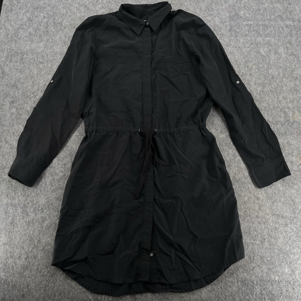 Lou & Grey Womens Gray Long Sleeve Button Up Shirt Dress Size M