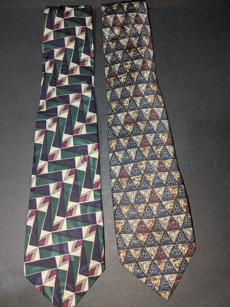 Robert Talbott Silk Men's Handmade in USA Geometric Tie Multicolor Lot of 2