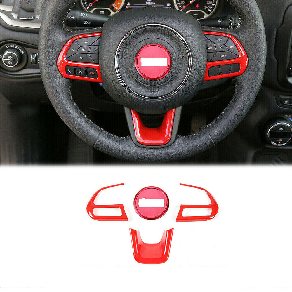 Steering Wheel Switch Button Trim For Jeep Renegade 15+/Compass 2017+ Bright Red