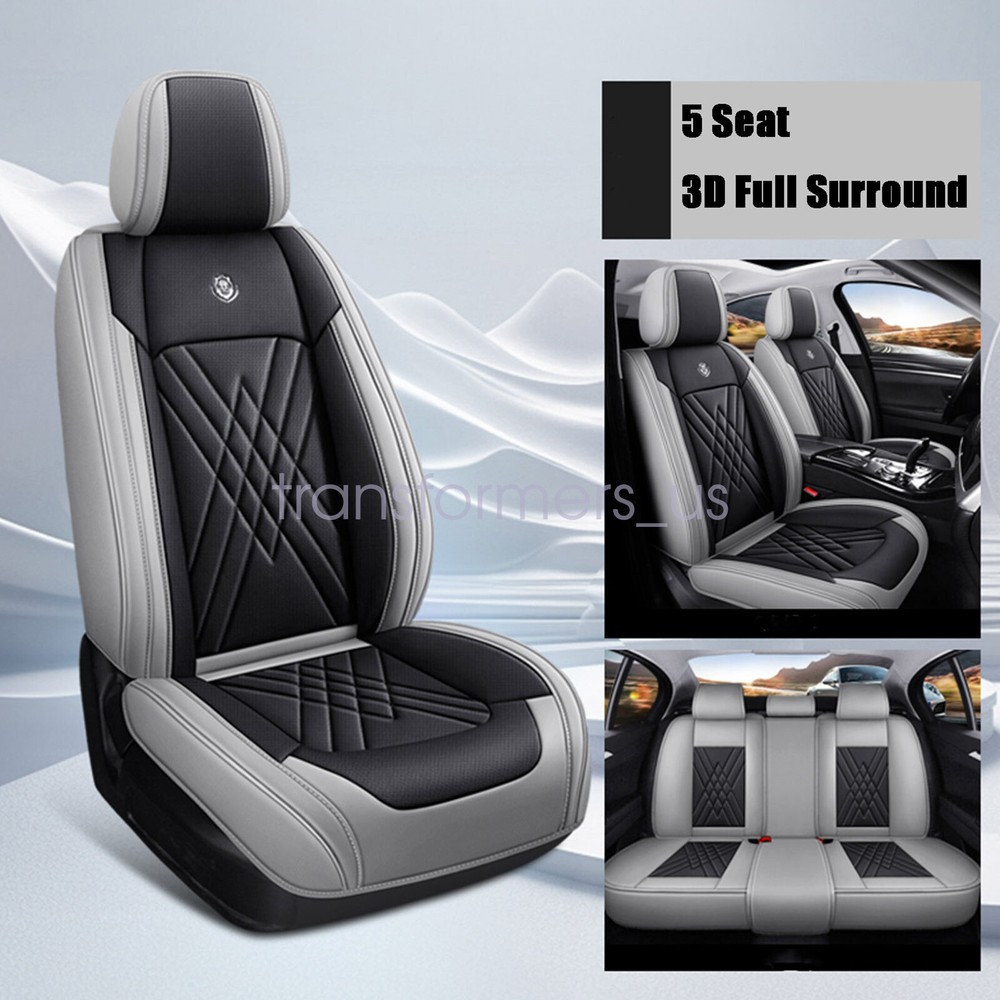 Full Surround PU Leather Toyota 5-Seat Car Covers in Black and Gray