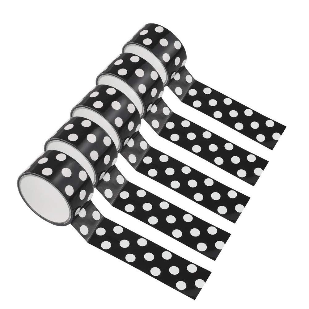 Polka Dot Tape, 5 Rolls Black and White Tapes Self-Adhesive Tapes for DIY Cra...