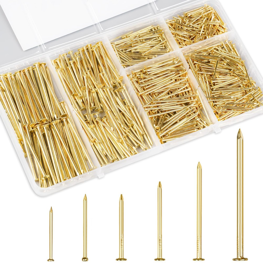 KURUI Hardware Nails for Hanging Pictures Assorted Kit,700pc Gold Picture Han...