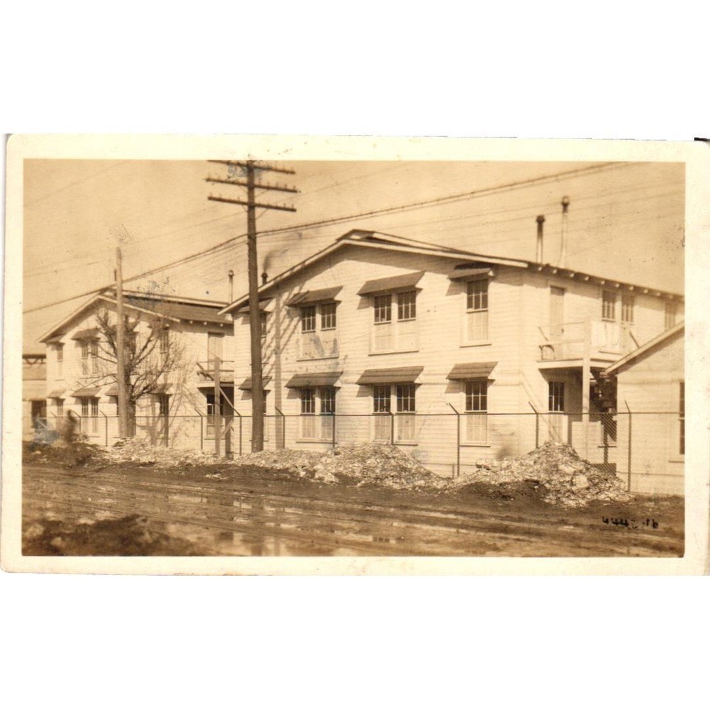Vintage RPPC Industrial Barracks Military Housing AZO Real Photo Postcard 1910s