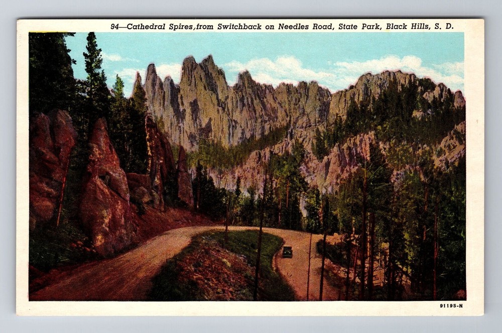Black Hills SD-South Dakota, Cathedral Spires On Needles Road, Vintage Postcard