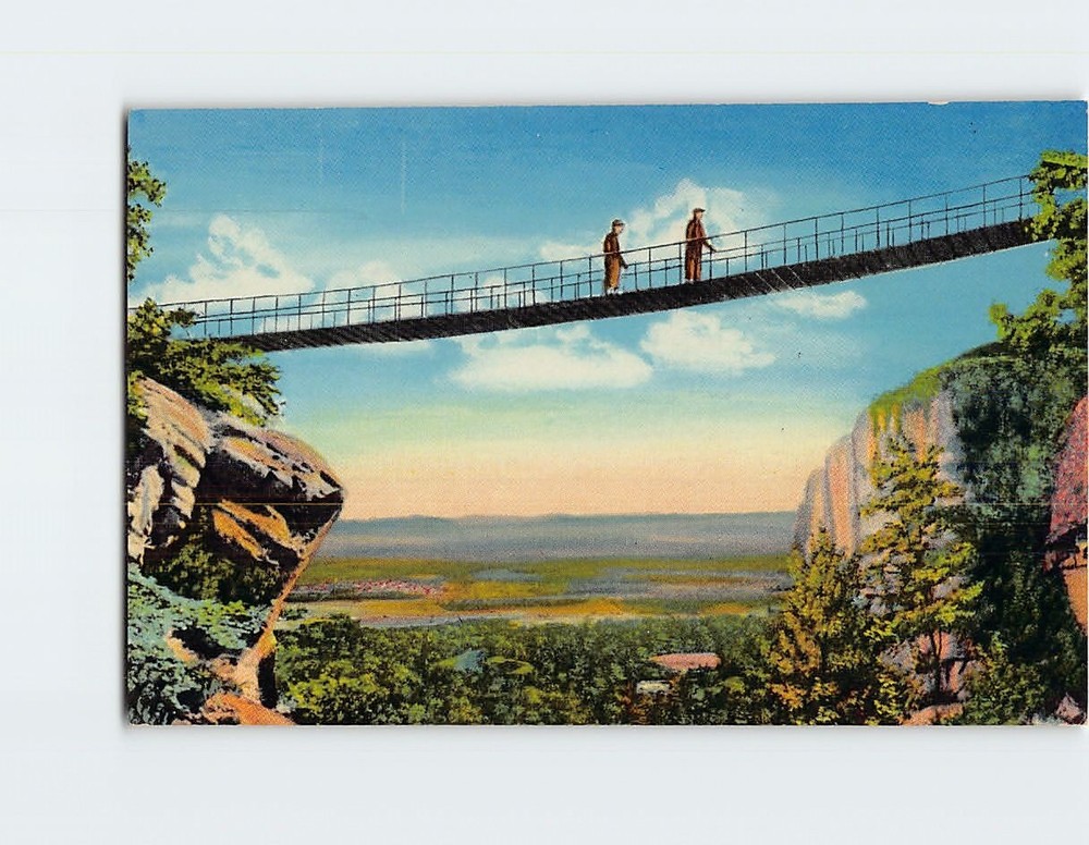 Postcard Swing Along Bridge In Rock City Gardens Lookout Mountain Georgia USA