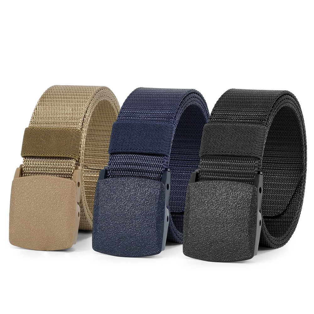 Nylon Belt for Men 3 Pack Military Tactical Belt Canvas Outdoor Web Belt with...