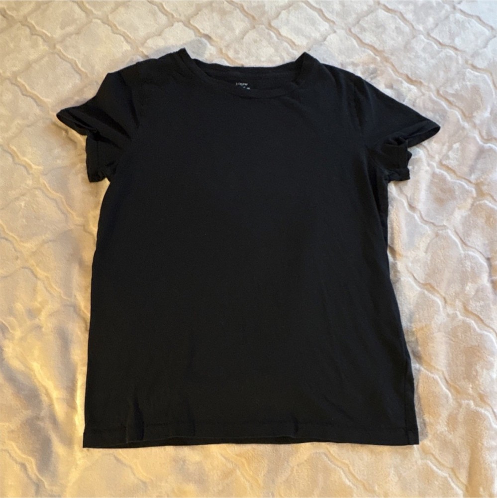 J.Crew Black Slub Cotton Knit Short Sleeve Crew Neck Tee Women’s L Regular