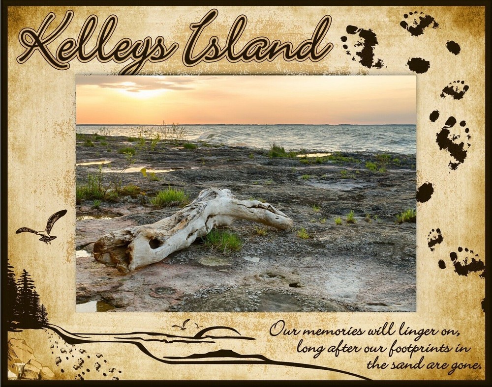 Kelleys Island Ohio Laser Engraved Wood Picture Frame Landscape (4 x 6)
