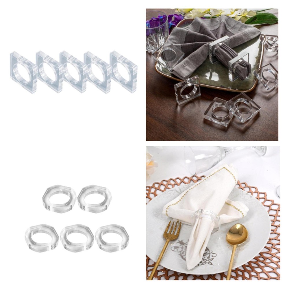 5Pcs Napkin Rings Tableware Serviette Buckles for Party Celebrate Gatherings