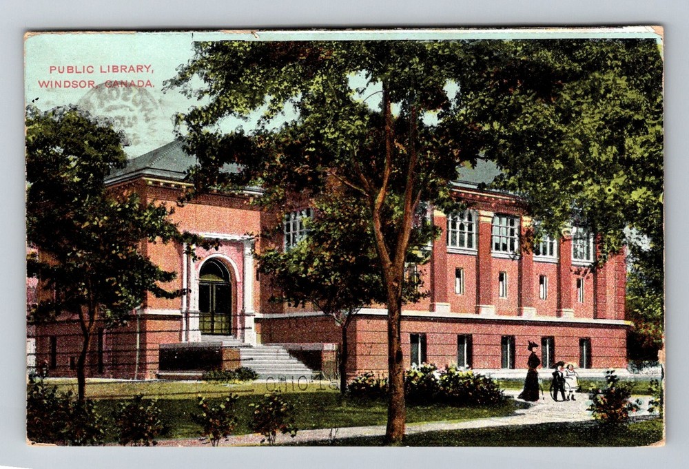 Canada- Windsor Public Library Standard Post Old PC View Vintage c1911 Postcard