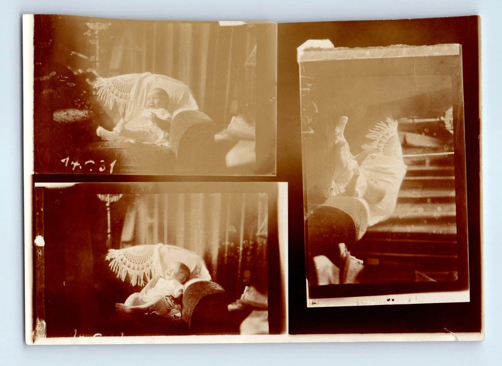 Old Vintage Photo BABY SITTING IN CHAIR CONTACT SHEET FOUND PHOTOGRAPH