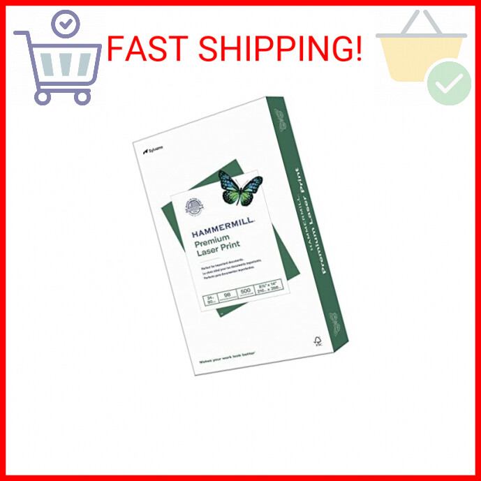 Hammermill Printer Paper, Premium Laser Print 24 lb, 8.5 x 14-1 Ream (500 Sheets