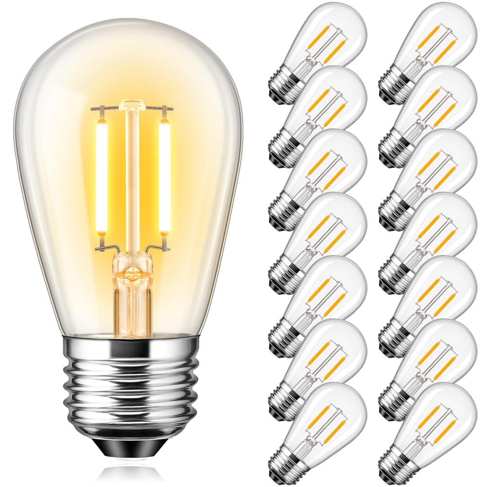 S14 Outdoor String Light LED Bulbs 1.5W=15W S14 Replacement LED Filament Ligh...